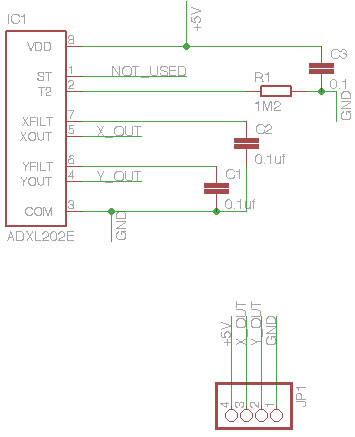 Schematic of the ADXL202 board